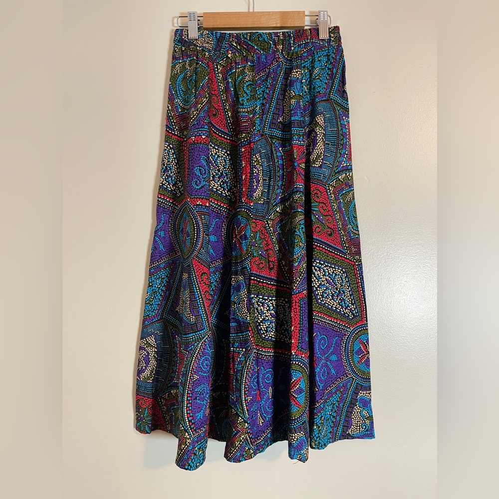 Vintage Norton McNaughton Skirt Womens 6P Purple Paisley Indie Vanguard 90s Maxi